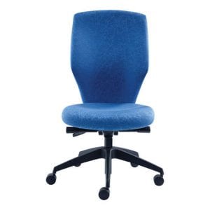 blue Blast computer chair with black 5 star base on castors