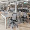 Eva Work Chair, Mesh work chair, Task Chair, JDD manufacturer chair, grey mesh back in open plan office space
