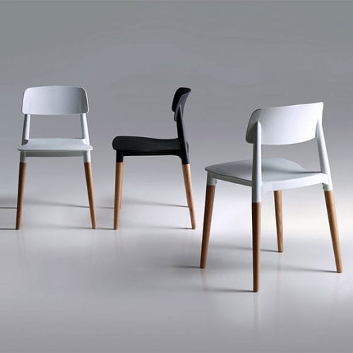 Verco Cleo breakout fffice chair white and black with wooden legs