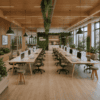 office bench desks, Verco , white desk with oak legs