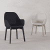 elite norden collaborative chair white with wooden leg with black stained leg