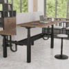 imperial office furniture freedom x height adjustable desk bank of 2 with walnut top and black frame and legs