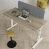 imperial office furniture straight height adjustable freedom x with white legs and rustic top with grey desk mounted screen