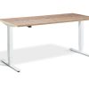 Office standing desk with white legs and wooden top