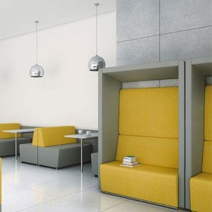 Pledge fifteen high back sofa booth yellow and light grey