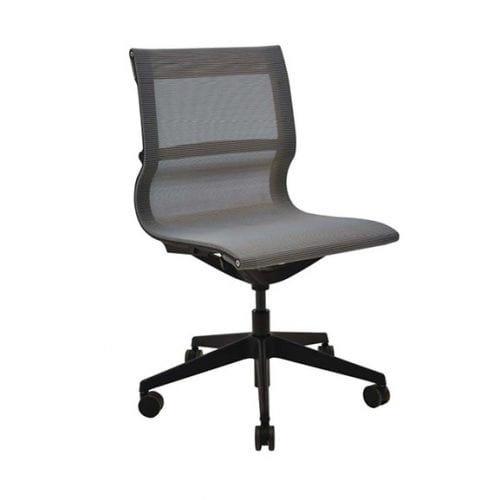 grey Flux mesh office meeting chair no arms with black 5 star swivel base