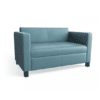 Tornado sofa with blue fabric, office sofa with black metal legs