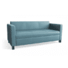 Tornado 3 seater sofa with blue fabric, office sofa with black metal legs