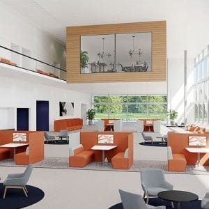 Orange boss hemm high back sofa booth