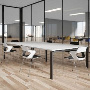 white with black legs buronomic Astro meeting table
