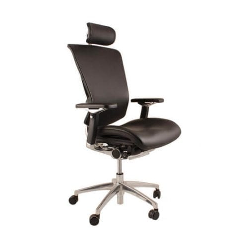 black Nefil Leather Executive Chair with arms and headrest