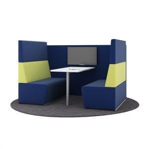 Pledge fifteen high back sofa booth in blue and yellow