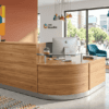 Budget reception desk, office interiors desk, sleek style desk, budget friendly desk , oak desk