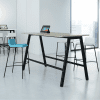 elite multiply stool teal and grey fabric with poseur breakout table