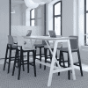 elite harmony high bench in white with bill stools