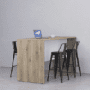 natural oak escape panel end posuer table from imperial office furniture - two tone with white feature and black metal stools. uk manufacturer