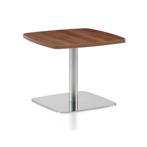 Box Wood Coffee Table with silver square pillar base