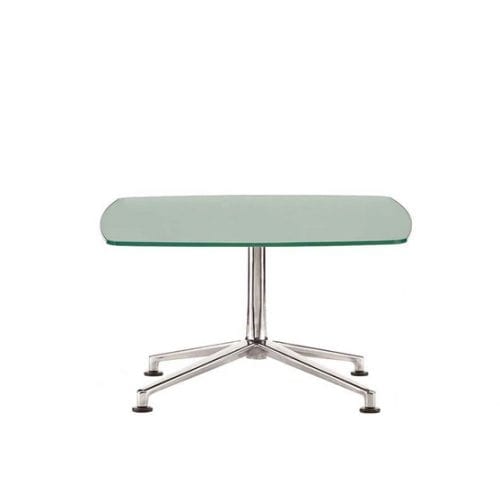 Pledge Zone glass coffee table with silver 4 star base