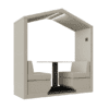 two person bea pod open jdd furniture with beige fabric and white background