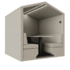 6 person bea pod with end wall from jdd furniture in beige fabric with led lughting