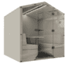6 person bea pod with glass front acoustic solutions for commercial offices in beige fabric with feature led lighting