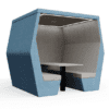 bill office pod 6 person with back in blue and cream fabrics two tone collaborative pod great for offices