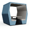 bill open 6 person office pod from jdd in blue fabric on white background uk manufactured