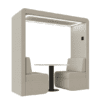 jdd bob office pod open in beige fabric with led lighting on white background