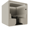 jdd bob office pod with end wall in beige fabric with led lighting on white background six person pod