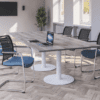 sirius meeting table with nordic oak top and white t circular base