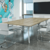 natural top and white y leg frame sirius meeting table metal leg