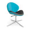 blue fabric chair with four star chrome base. Height adjusted chair, office and meeting chair . Round back chair