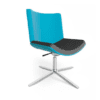 4 star base chair with heigh adjustable option. blue fabric chair with Chrome base, office and meeting chair