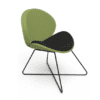 green sled meeting chair , black base with round back chair