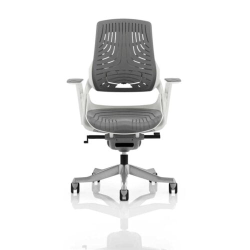 Zure Dynamic Grey Elastomer Gel Back Executive Chair White Shell