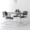 Ace Chair, Elite Furniture, sled base chair, castor chair, colour work chairs , orange chair, grey chair