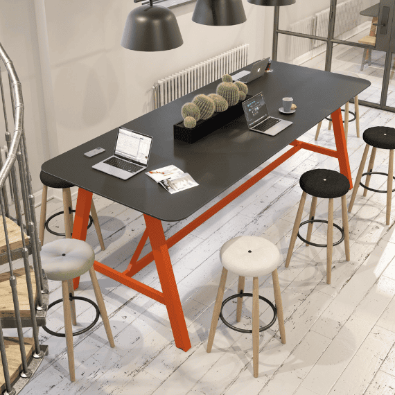 Elite, Perch Stools, White, Wooden leg, Black stools