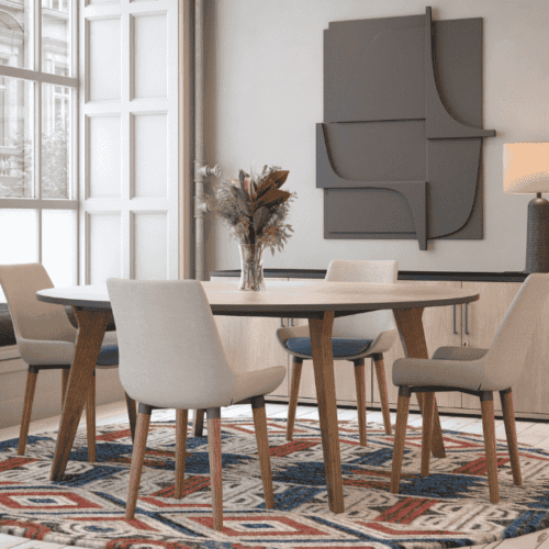 Elite office furniture hampton wood leg with stained walnut legs, grey and cream interior design