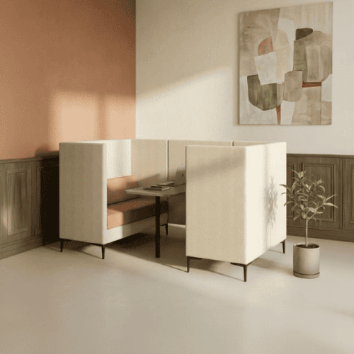 Identity booth, acoustic booth, cream booth, work booth , natural colour