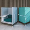 Element move and work seating, identity seating, office seating, meeting seating blue seating, green seating