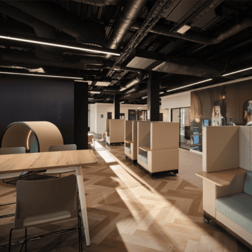 identity furniture armchair in beige and natural colour scheme breakout reception area