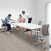 Meeting table, white desk, wooden legs, verco jack meeting table