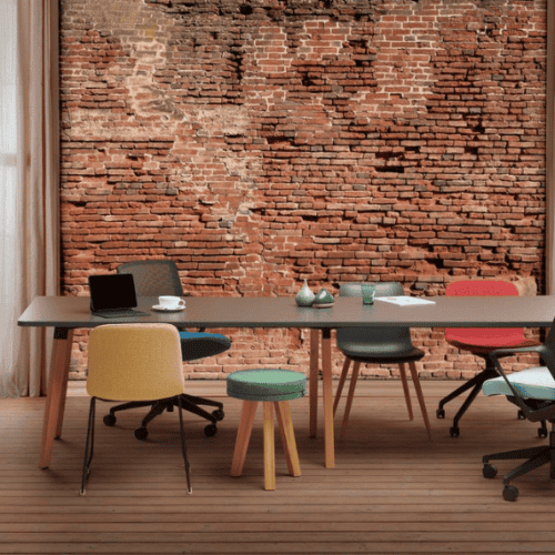 Meeting table, Black desk, wooden legs, verco jack meeting table