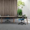 Meeting table, white desk, wooden legs, verco jack meeting table