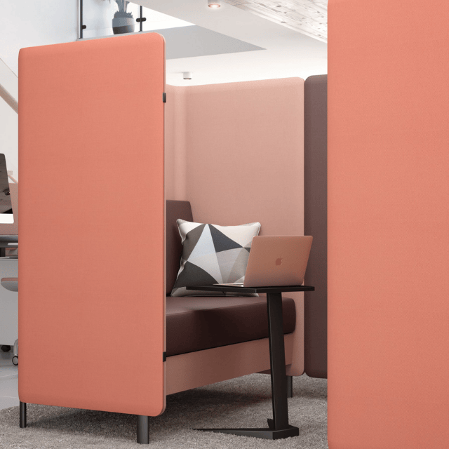 elite office furniture luna laptop table in coral four seater booth