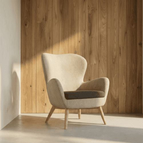 cream and brown trendy rubi lounge chair from identity furniture uk furniture manufacturer with 4 leg wooden base