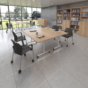 Fliptop Table With Beech Top and Silver Legs