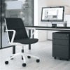 Breeze Chair, Elite furniture, mesh chair, castors chair, black mesh chair, white frame chair