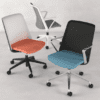 Breeze Chair, Elite furniture, mesh chair, castors chair , orange seat , blue seat, blue seat, black mesh chair, white mesh chair, grey chair