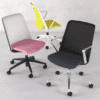 Breeze Chair, Elite furniture, mesh chair, castors chair , orange seat , blue seat, pink seat, black mesh chair, white mesh chair, Yellow chair